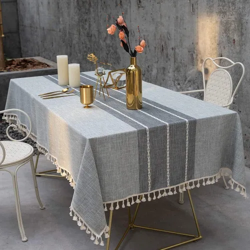Joy - Mantel textil de algodón lavable con flecos, que no se arruga para exterior e interior