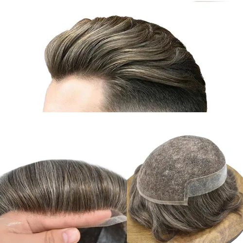 Miniatura 46 de Mens Toupee Hair Piece Human Hair Replacement System For Men Soft French Lace Men Hair System Hairpieces For Men Toupee For Men Protesis Capilar