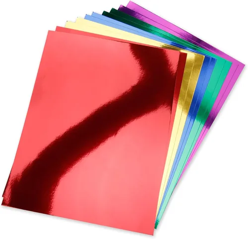 Paquete de 60 hojas de papel metálico de 5 colores de papel de espejo de papel brillante 92 libras para invitaciones decorativas, bodas y
