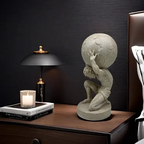 Miniatura 3 de FUNSXBUG Estatua de Dios griego grande de 11 pulgadas, escultura coleccionable de Atlas Holding World, decoración del hogar, sala de estar
