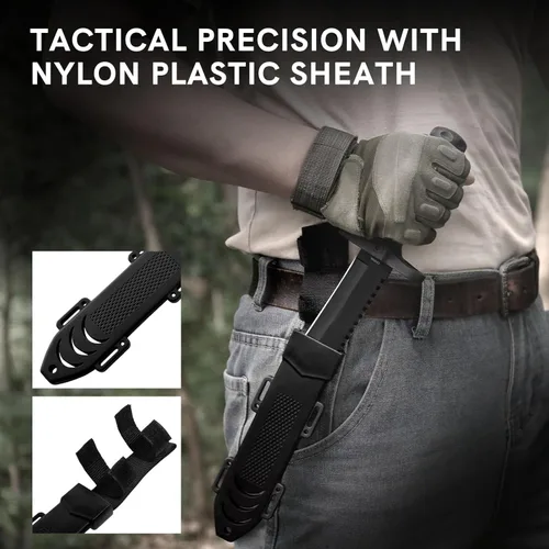Miniatura 4 de Dispatch Cuchillo de caza de hoja fija con funda, cuchillos de supervivencia de 12 pulgadas para hombres, cuchillo táctico Bowie con mango Cuchillo