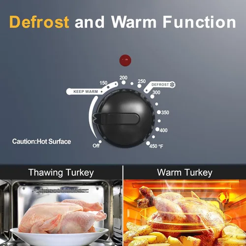 Miniatura 7 de Horno tostador Sunvivi, horno tostador eléctrico con tapa de visualización, horno tostador de pavo de 28 libras y 24 cuartos de galón con función