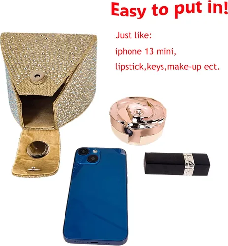 Miniatura 4 de Bolso de noche único con diamantes de imitación para mujer, bolso de mano triangular