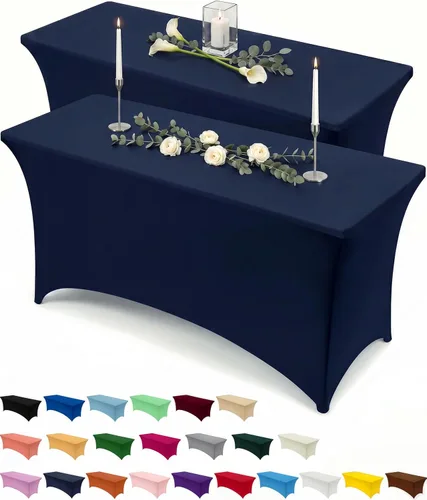 Miniatura 59 de Utopia Kitchen Mantel rectangular de spándex de 4 pies [1 unidad, negro] 200 GSM elástico, ajustado, lavable y resistente a las arrugas, cubierta