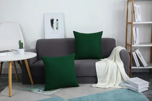 Miniatura 3 de TangDepot - Funda de almohada hecha a mano 100% lona de algodón, Algodón, Verde Oscuro