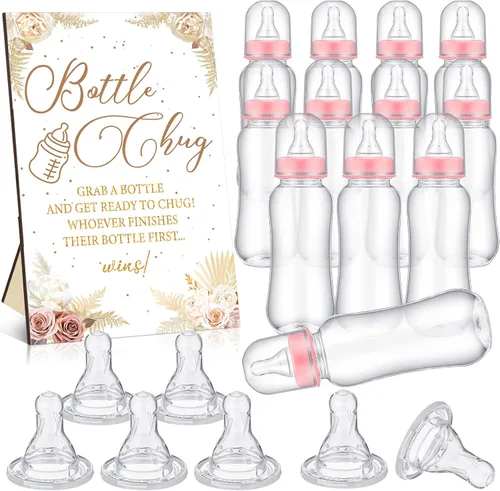 Miniatura 9 de TrelaCo Safari Cool Baby Shower Games Bottle Chug Sign Wooden Jungle Animals Set de regalo para revelación de género suministros de fiesta y 12