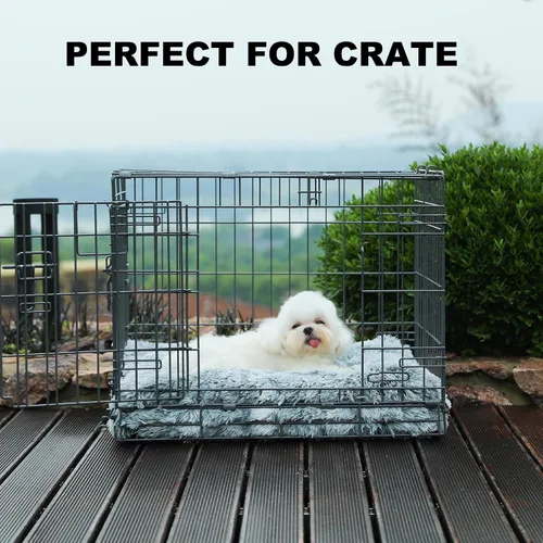 Miniatura 3 de Bedfolks Cama Impermeable para Jaula, Cama de Felpa para Perros y Gatos con Funda Extraíble Lavable, Almohadilla de Piel Sintética para Perrera