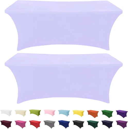 Miniatura 26 de SEPARO Paquete de 2, Cubierta de Mesa de Spandex Fucsia de 8 Pies, Mantel Rectangular Ajustado Estirable de 6 pies, Sin Arrugas para Fiestas, Ferias