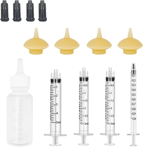 Mini Botella de Alimentación para Mascotas y Jeringas con Tetinas para Gatos Pequeños, Perros, Gatitos, Cachorros, Conejos, Animales Pequeños,