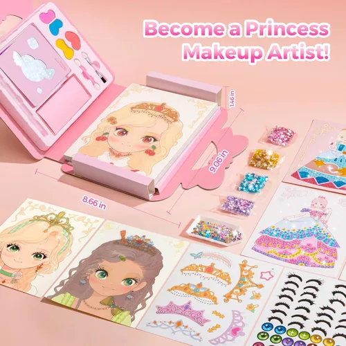 Miniatura 3 de Jar Melo Kit de Manualidades de Arte de Princesa 4 en 1, Manualidades con Papel Metálico Arte Divertido y Pintura de Gemas, Actividad DIY