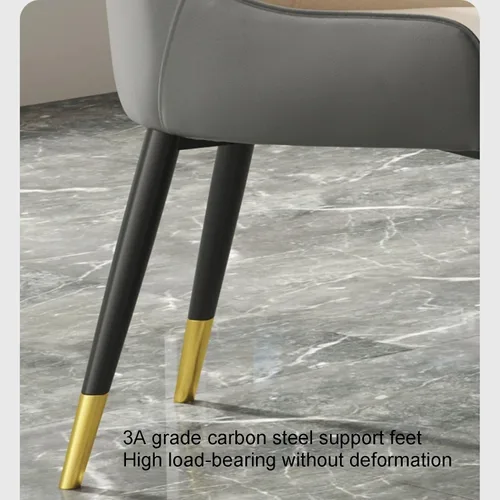 Miniatura 6 de Silla de comedor de cocina de cuero PU, sillones, asientos ergonómicos, patas de metal de acero al carbono resistentes, sillas para el hogar (gris)