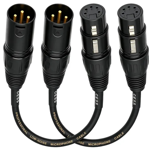 Miniatura 4 de CNCESS XLR - Cable adaptador de 3 pines macho a XLR hembra de 5 pines, 6 pulgadas, convertidor de nicho DMX/audio, paquete de 2