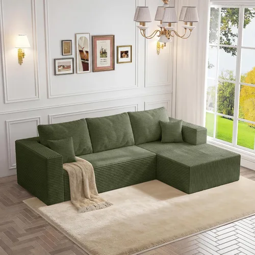 Miniatura 20 de Sofá otomano modular de pana de 28 pulgadas sin hueso, sofá otomano seccional para sala de estar, color beige