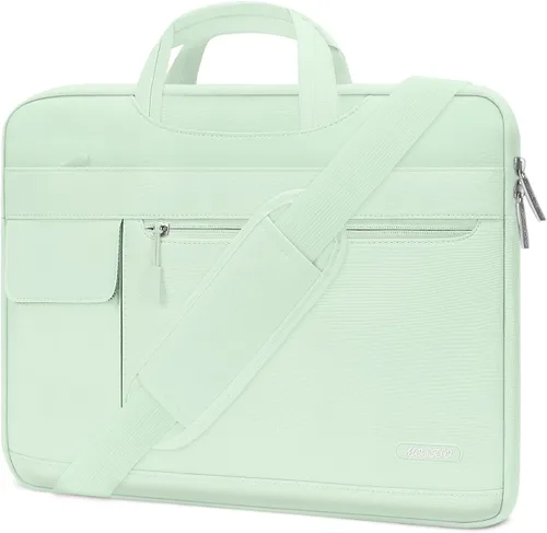 Miniatura 13 de MOSISO Bolsa de hombro para laptop compatible con MacBook Air/Pro, portátil de 13-13.3 pulgadas, funda de poliéster con solapa para maletín, azul