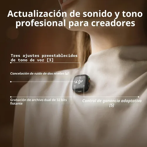 Miniatura 3 de DJI Mic 3 (2 TX + 1 RX + Estuche de Carga), Micrófono Inalámbrico para iPhone/Cámara/Android, Ultraligero, Control de Ganancia Adaptativo