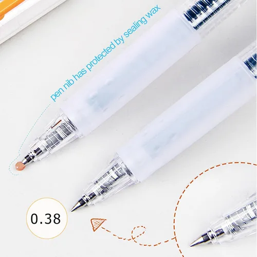 Miniatura 3 de Bolígrafos de punta ultrafina 0.38 de escritura suave retráctiles para diario, planificador, toma de notas, punta de 0.38 mm, tinta negra de secado
