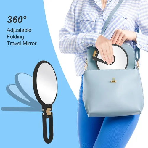 Miniatura 4 de Sifolo Espejo de aumento de 30x, espejos de mano de viaje con asa, espejo de mano de doble cara con aumento de 1 x 30X y mango / soporte ajustable