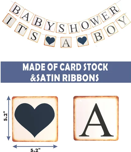 Miniatura 2 de MEANT2TOBE Decoraciones de baby shower para niño, con tema de elefante, azul, gris, blanco, juego de 14 piezas, incluye pancarta, abanicos de papel