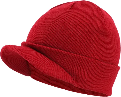 Miniatura 37 de Home Prefer - Gorro de invierno para hombre con visera, cálida y doble punto.