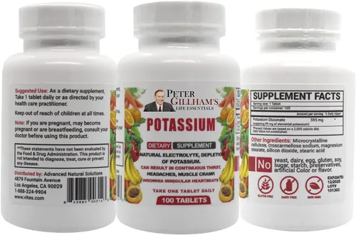 Miniatura 5 de Peter Gillham's Life Essentials - Tabletas de gluconato de potasio de 595 mg, 100 tabletas, compatible con el equilibrio de electrolitos, fabricado