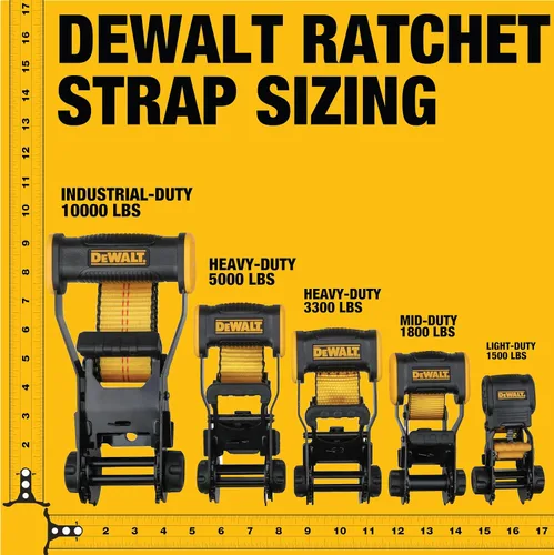 Miniatura 3 de DEWALT DXBC18001-12PK Negro/Amarillo Correas de Amarre de Trinquete de 1.25" x 12' - Transporte de Carga Ligero