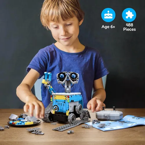 Miniatura 4 de Mibido Kit de construcción de robot con control remoto, regalos STEM para niños varones de 8 a 14 años, juguetes robóticos de codificación técnica