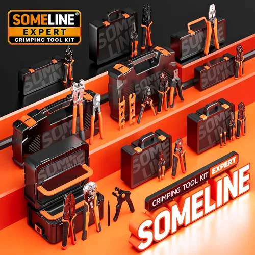 Miniatura 8 de SOMELINE - Herramienta de crimpado para kit de conectores termorretráctiles, con conectores termorretráctiles de extremo calibre 22-10 de grado