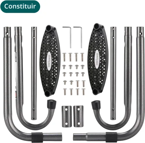 Miniatura 2 de Escalera de trampolín HBTower con pasos horizontales y anchos, gancho universal, acero tratado con UV, capacidad de 220 libras, accesorios