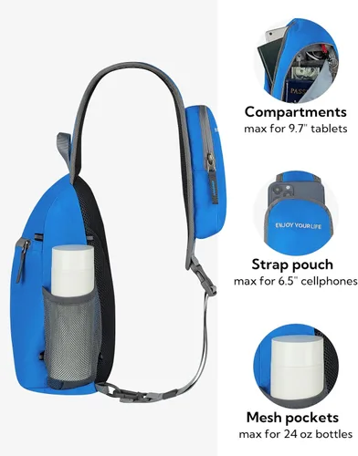 Miniatura 5 de Bolso de hombro WATERFLY, morrales, bolsos, mochilas triangulares cruzadas sobre el cuerpo, de soga, para senderismo o mochilas multiuso y bolsa