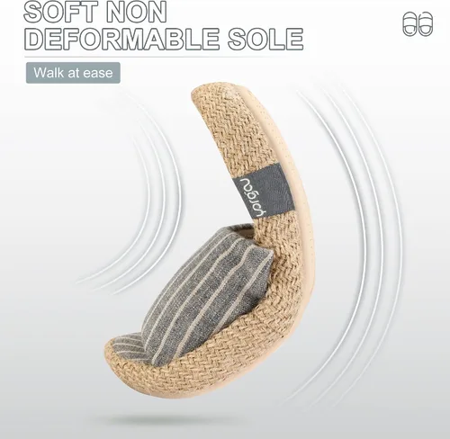 Miniatura 5 de YARSOU Pantuflas para mujer, con punta abierta, de algodón y lino, transpirables, para interiores y exteriores
