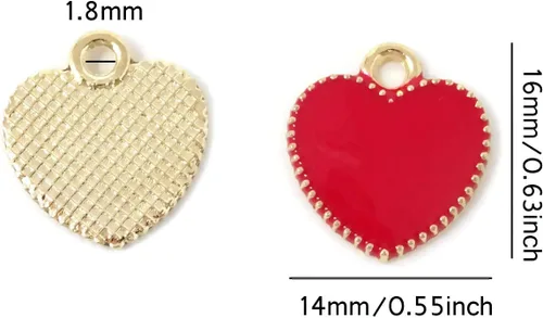 Miniatura 2 de Honbay 40 piezas de encantos de aleación de esmalte colgante encantos delicados lindos en forma de corazón de amor colgantes del día de San Valentín