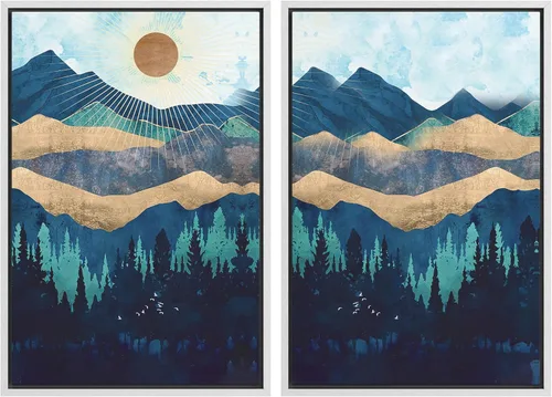 Miniatura 150 de SIGNWIN Lienzo enmarcado para pared, juego de arte sereno de paisaje de pantanos, ilustración rústica, arte moderno, minimalismo, decorativo