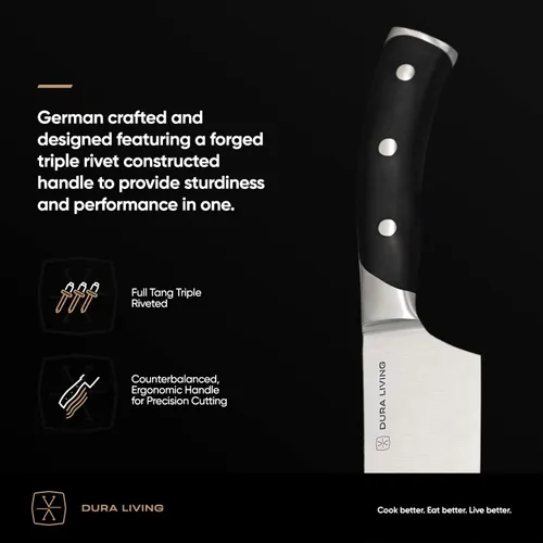 Miniatura 4 de DURA LIVING Cuchillo de pelar, cuchillo de cocina profesional de 3.5 pulgadas, cuchillo alemán de acero inoxidable de alto carbono ultra afilado