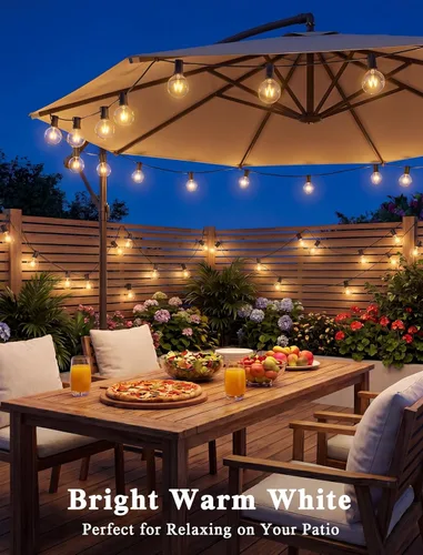 Miniatura 5 de Abeja Guirnalda de luces de patio al aire libre de 25 pies, tira de luces G40 para exteriores con 27 bombillas transparentes, luz colgante