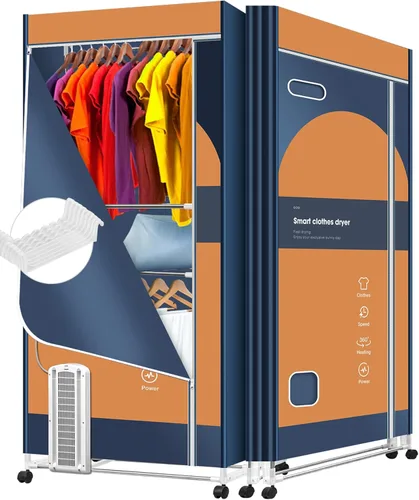 Miniatura 10 de Secadora de Ropa Portátil, Secadora de Ropa de 110V -1600W, Perchero de Ropa Plegable de 67 Pulgadas -3 Niveles, Secadora Portátil de Ahorro