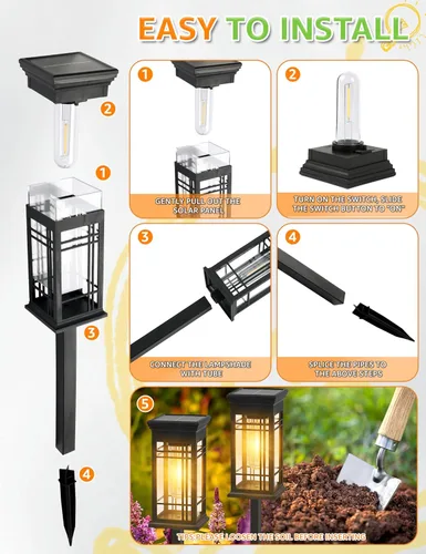Miniatura 6 de Paquete de 8 luces solares impermeables para exteriores, luces solares brillantes para caminos con encendido/apagado automático, iluminación