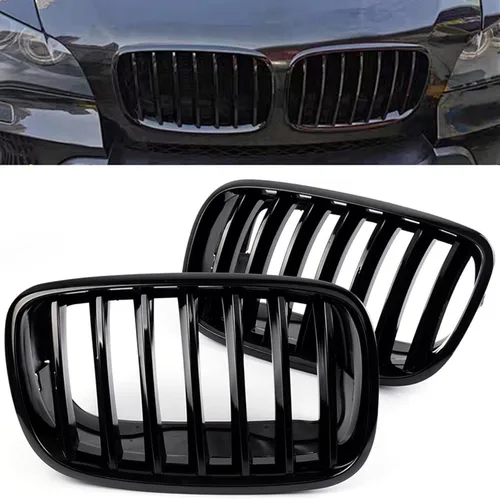 Miniatura 23 de Parrilla Frontal de Listones Individuales Compatible con X5 G05 2019 2020 2021 2022 2023 (Parrilla de Riñón Negra Brillante)
