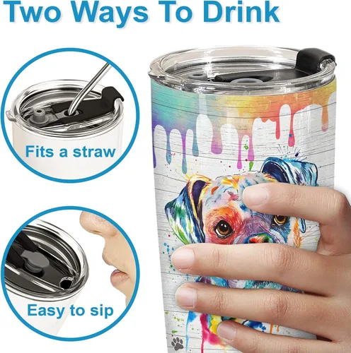 Miniatura 4 de Regalo para los Amantes de los Bóxer – Vaso Térmico Taza de Acero Inoxidable de 20oz, Regalo Divertido y Único para Dueños de Perros Bóxer, Perfecto