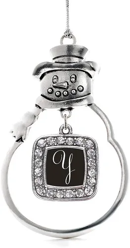 Miniatura 180 de Inspired Silver - Adorno de rodillo de reina - Adorno cuadrado de plata con muñeco de nieve con joyas de circonita cúbica
