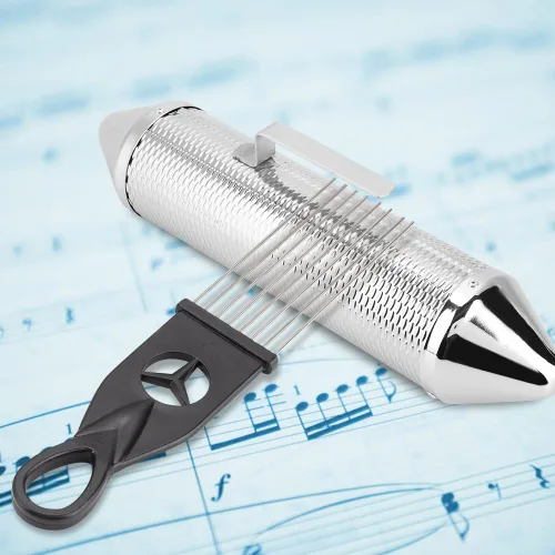 Miniatura 5 de Alomejor Guiro de metal, instrumento de percusión de acero inoxidable duradero con sonido fuerte con raspador para profesores de música