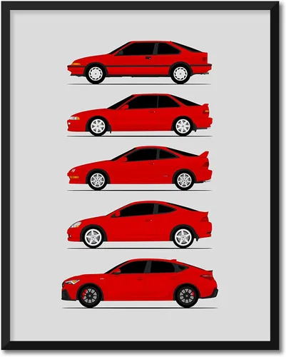 Miniatura 12 de Custom Car Posters Póster hecho a mano compatible con Acura Integra Evolution Generations e impresión de Acura Integra, multicolor, 8 x 10 pulgadas