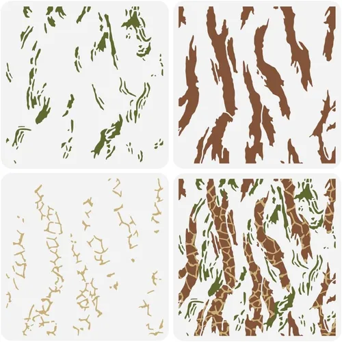 Miniatura 9 de FINGERINSPIRE 3 plantillas de camuflaje a rayas de tigre en capas de 11.8 x 11.8 pulgadas, plantillas de estampado animal para pintar patrones