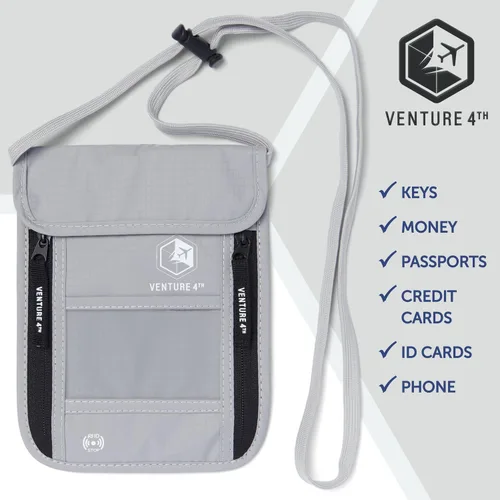Miniatura 8 de Venture 4th bolsa de cuello de viaje con traba RFID, Plateado), V4-01-NP-SL