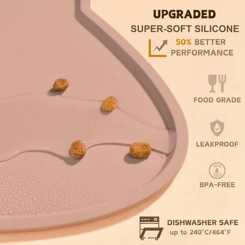 Miniatura 3 de Tapete de comida para gatos, tapete de silicona antideslizante para cuenco de perro, impermeable, tapete para alimentación de gatos, evita derrames