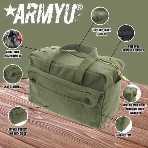 Miniatura 3 de Bolsa de herramientas de lienzo resistente, bolsa de transporte de campo militar, bolsa de almacenamiento de suministro de propósito general