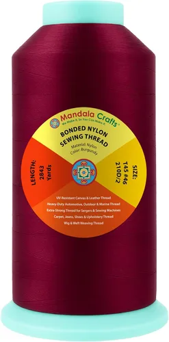 Miniatura 82 de Mandala Crafts - Hilo de nailon para coser cuero, tapicería, mezclilla y para trenzar el pelo; resistente, 1500 yardas, tamaño 69 T70 Marrón