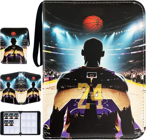 Carpeta de tarjetas de baloncesto, 9 bolsillos con 50 fundas extraíbles, se adapta a 900 tarjetas deportivas, álbum de coleccionistas de tarjetas