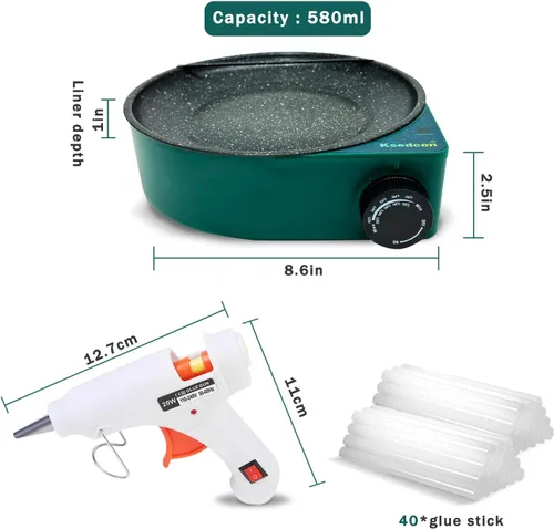 Miniatura 7 de Olla de pegamento caliente para manualidades con mini pistola de pegamento de 20 W y 40 varillas, macetas de pegamento para manualidades con diseño