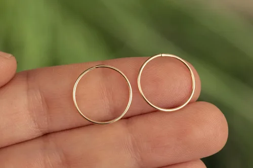 Miniatura 144 de Aretes de aro de oro de plata – Aretes de aro para mujer, dos piezas de aros de plata fina rellenos de oro, aro de hélice, anillo de tragus, aro