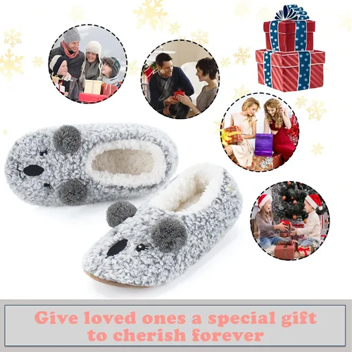 Miniatura 5 de cosyone1997 Lindas pantuflas de animales para niños, niñas y mujeres, calcetines de casa mullidos con suela antideslizante suave, regalos únicos